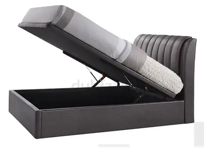 Tufted headboard queen leather fabric hydraulic bed