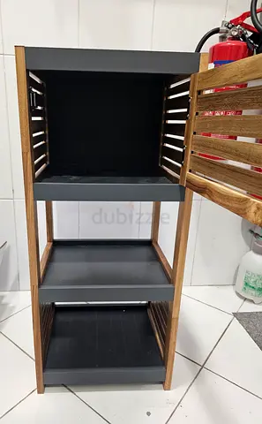 3-Tier Wooden  Metal Shelf Unit — Compact Storage Rack