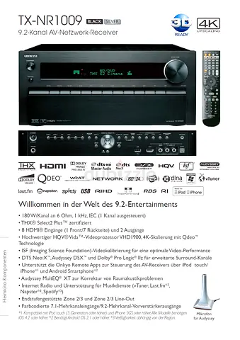 Onkyo 9.2 channel amplifier TX-NR1009