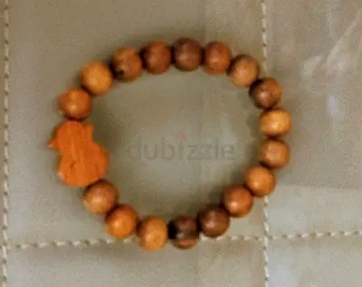 Wooden Beaded Bracelet with Carved Charm - Unisex