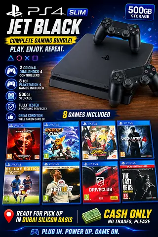 🎮 PS4 Slim Jet Black Bundle – Ready to Play! 🎮