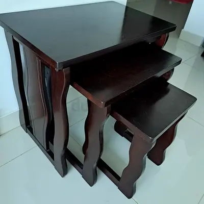 Set of 3 Dark Brown Wooden Nesting Tables