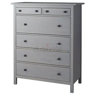 brand ikea Grey Wooden 6-Drawer Chest / Tall Dresser - Solid and Simple