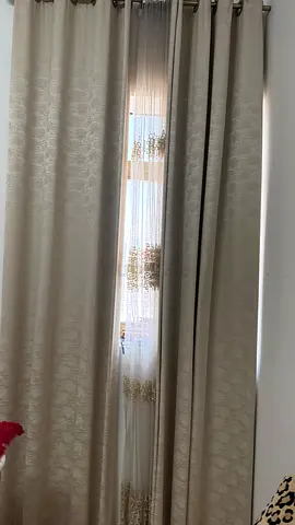 Elegant Beige Floor Length Curtains with Sheer Inner Panel