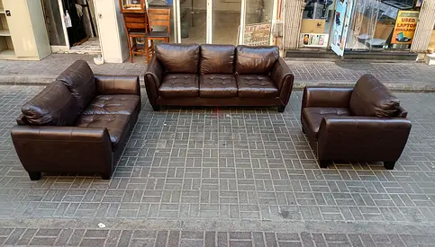Sofa Leather Brown 6 Seater