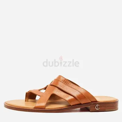 Christian Louboutin Brown Leather Sinouhe Thong Flat Sandals Size 44