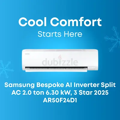 Samsung Bespoke AI Inverter Split AC 2.0 ton 6.30 kW, 3 Star 2025 AR50F24D1