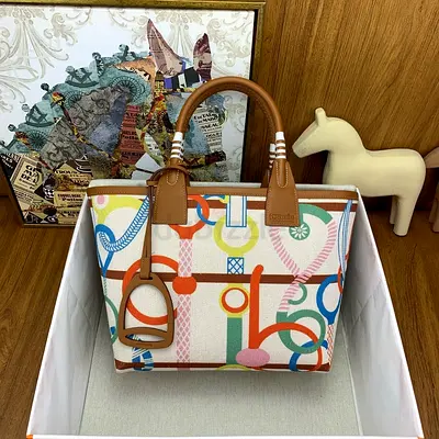Hermes Steeple 25 Bag in H Plume Canvas with Clic Clac Panoplie Equestre