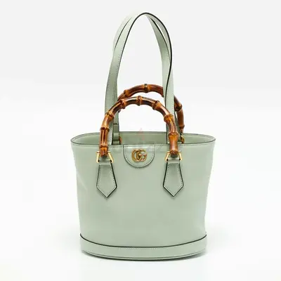 Authentic Gucci Diana Small Mint Green Leather Tote