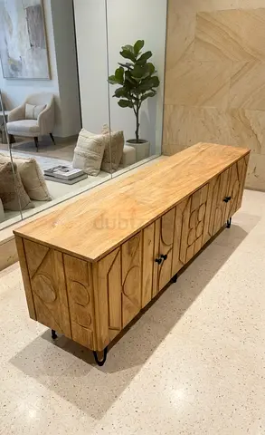 Modern Wooden Carved Media Unit and Sideboard
