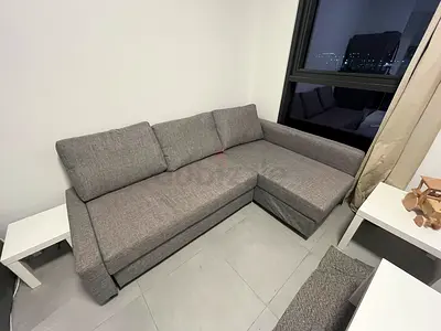 Grey L-shaped 3-seater Sofa with Chaise - Rarely used