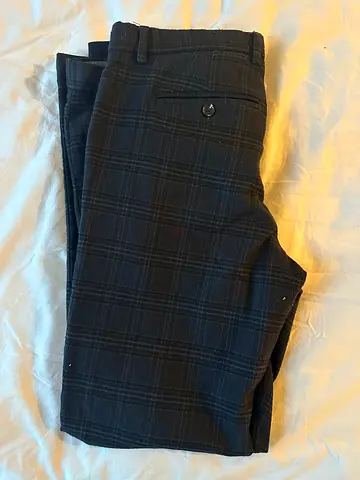 Mens dark grey checked dress trousers - size 32, first come first served