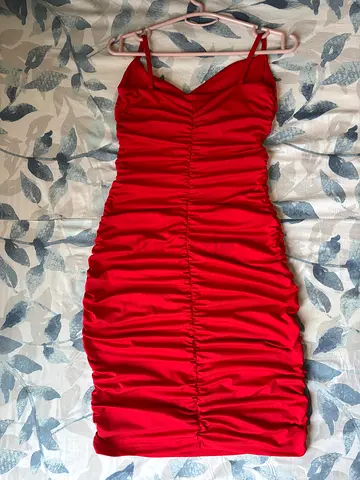 Red Ruched Bodycon Dress