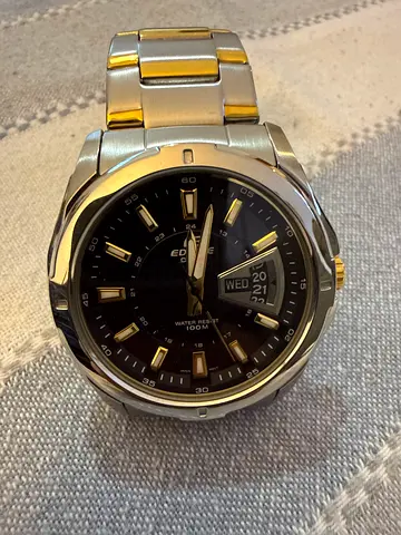 Casio Edifice Men’s Stainless Steel Watch - Black Dial, Day/Date