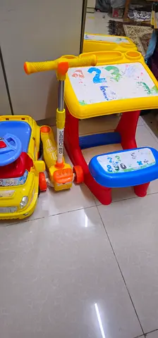 Kids activity table set with scooter and ride-on toy - used