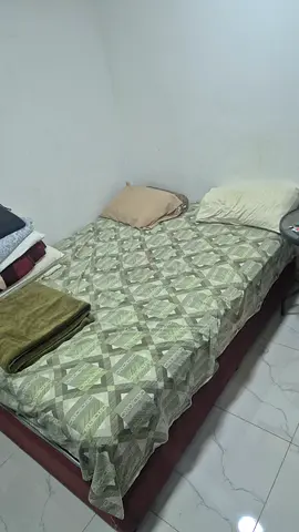 Queen size wooden bed frame with mattress