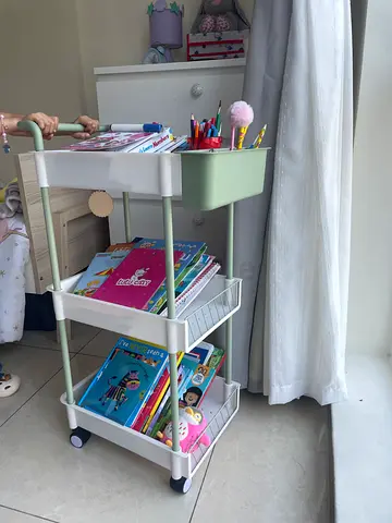 Kids Rolling Book  Toy Storage Cart - 3 Tier Mobile Organizer