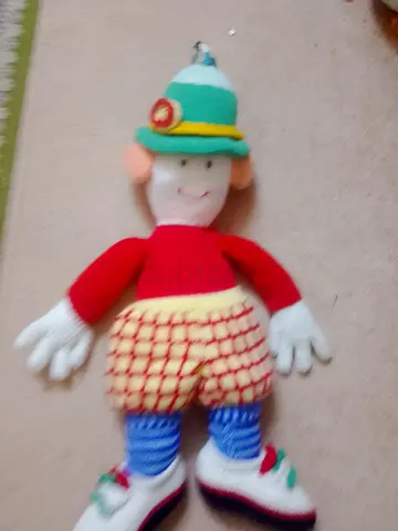 Used Knitted Clown Plush Toy - Soft and Colorful