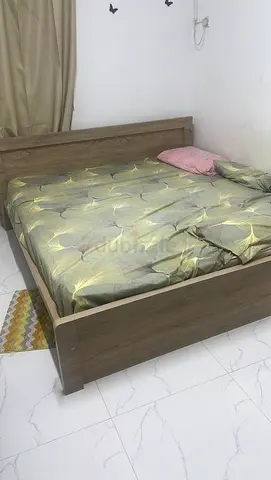 Wooden King Bed Frame with Headboard and Mattress- Good Condition
