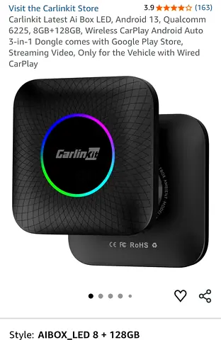 Carlinkit Ai Box LED Android Auto/CarPlay Adapter (8GB + 128GB)