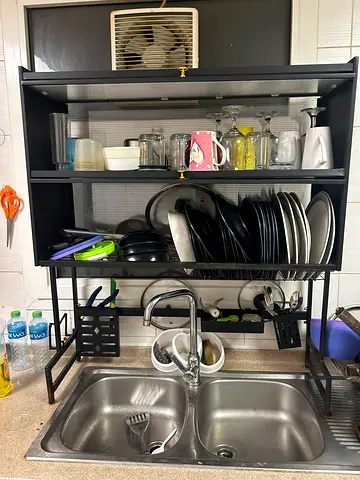 Over the Sink Dish Drying Rack with Shelves