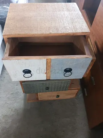 Rustic Wooden Bedside Table with 3 Drawers