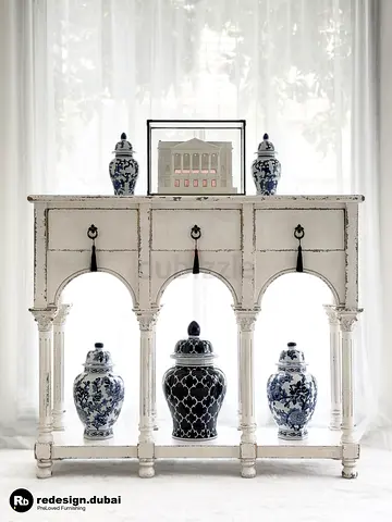 ARCHITECTURAL RUSTIC CORINTHIAN COLUMN ARCADE CONSOLE TABLE or sideboard or credenza or buffet