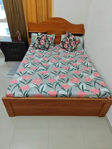 Wooden Double Bed with Headboard - Good Condition