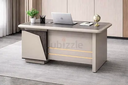 Signature Series Walnut Khaki Office Table – Rich Wood Finish with Lock Drawer  Contemporary Stylin