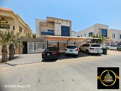 Furnished villa for rent annually, including electricity and water, with private parking and a maid's room, in the Al Yasmin area.