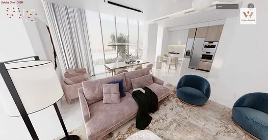 Sobha Hartland | Sobha One | 3BR + Maid | 2,233.3 sq ft | Park & Partial Sea View