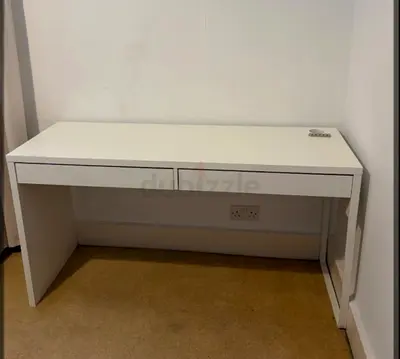 White modern study desk with two drawers - good condition