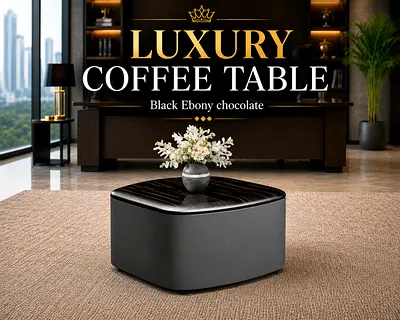 Luxury Coffee Table – Black Ebony Chocolate Office Coffee Table For Dubai Offices