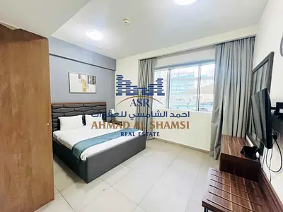 Inspiring Pool View 1 BR || 12 Cheques Payment ||Furnished and Luxurious || Chiller Free||With Parking Free || Wardrobe || Gym , Pool, kids Play Area || On Sharjah Dubai Border||