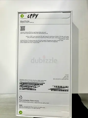 I phone 17 pro max 256