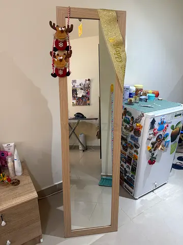 Full Length Mirror with Light Wood Frame