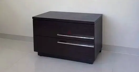 2 x Dark Wood 2-Drawer Nightstand / Bedside Table - Good Condition