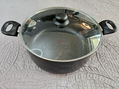 Non-stick Black Cooking Pot with Glass Lid - Medium/Large