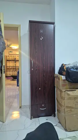 Dark Wood Single-Door Wardrobe / Armoire - Good Condition