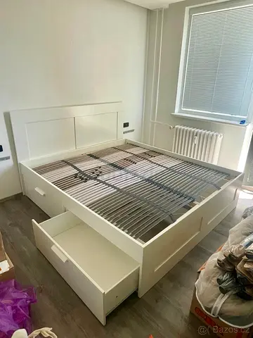 White Wooden king Storage Bed with Drawers  mattress – Ready to Assemble