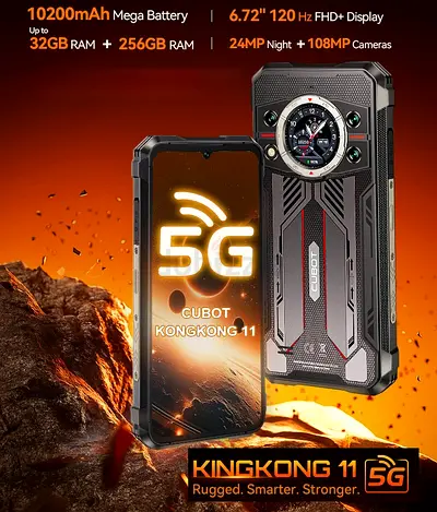 5G Rugged Smartphone 6.72 Inch 120Hz FHD+ Screen Android15 Dual SIM 16GB RAM 256GB ROM Waterproof