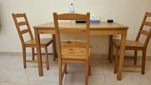 Ikea solid Pine Dining Table with 3 Chairs - Good Condition
