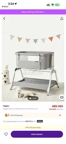 Giggles Watson Side Bassinet with Glide Function