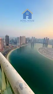 Two bedrooms and a living room with a sea view