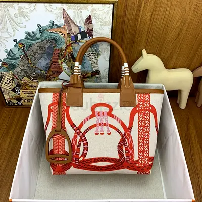 Hermes Steeple 25 Bag in H Plume Canvas with Fantaisie dEtriers