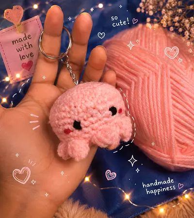 Handmade Crocheted crochet cute octopus keychain perfect for gifts and collectibles