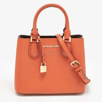 Authentic Michael Kors Adele Orange Leather Tote