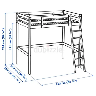 Selling ikea queen size wooden loft bed with free home delivery and installation