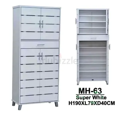 White 2-Door Tall Storage Cabinet with Shelves (H190 x L79 x D40 cm)