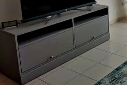 Gray TV Unit / Entertainment Cabinet - 2 Drawers